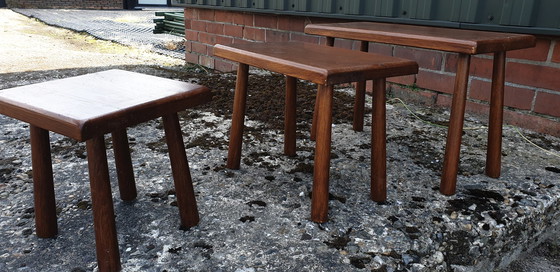 Image 1 of 3x Vintage oak side tables