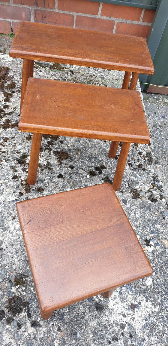 Image 1 of 3x Vintage oak side tables