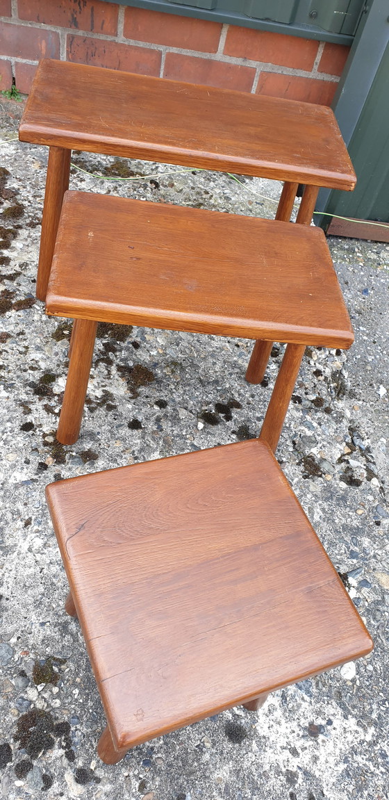 Image 1 of 3x Vintage oak side tables