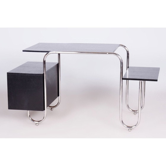 Image 1 of Vintage oak and steel desk by Robert Slezak and André Lurcat, Czechoslovakia 1930
