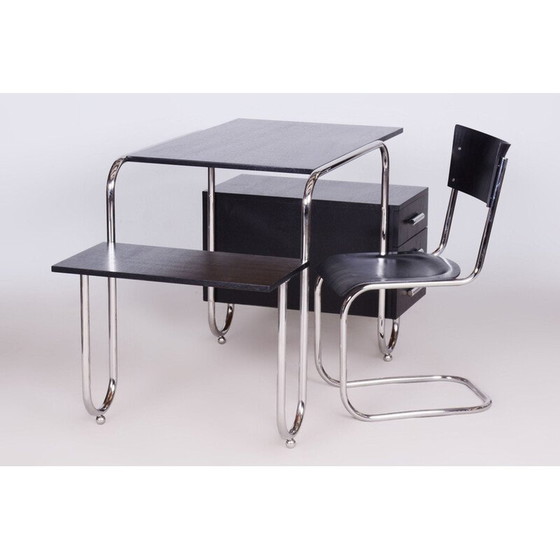 Image 1 of Vintage oak and steel desk by Robert Slezak and André Lurcat, Czechoslovakia 1930