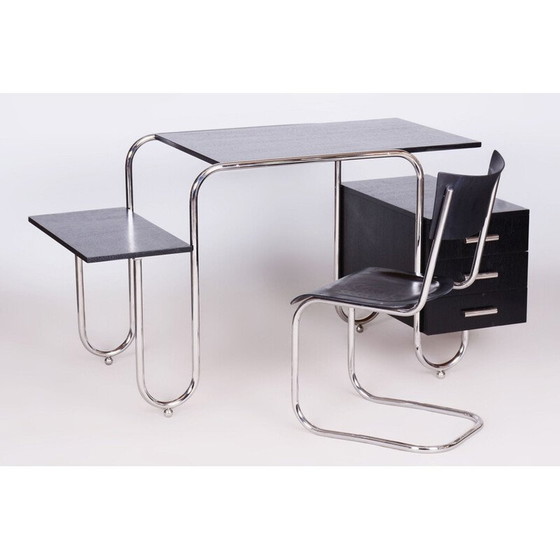 Image 1 of Vintage oak and steel desk by Robert Slezak and André Lurcat, Czechoslovakia 1930