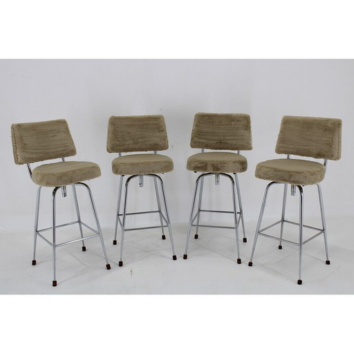 Set of 4 vintage bar chairs, Czechoslovakia 1960