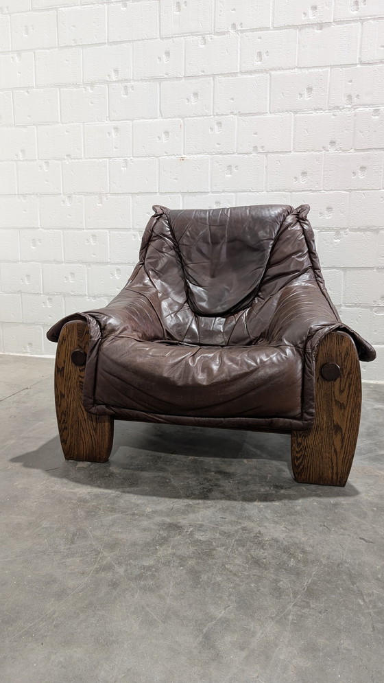 Image 1 of 2 Brutalist Seats Oak & Lether