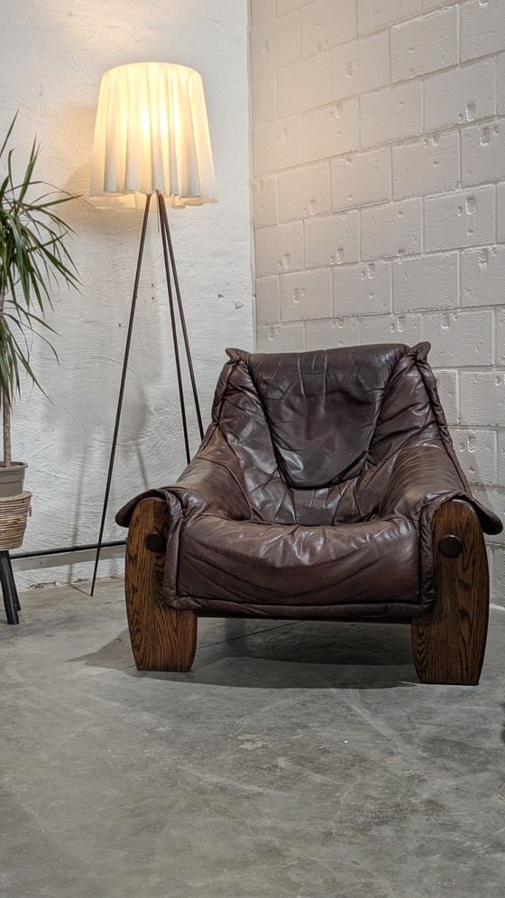 Image 1 of 2 Brutalist Seats Oak & Lether