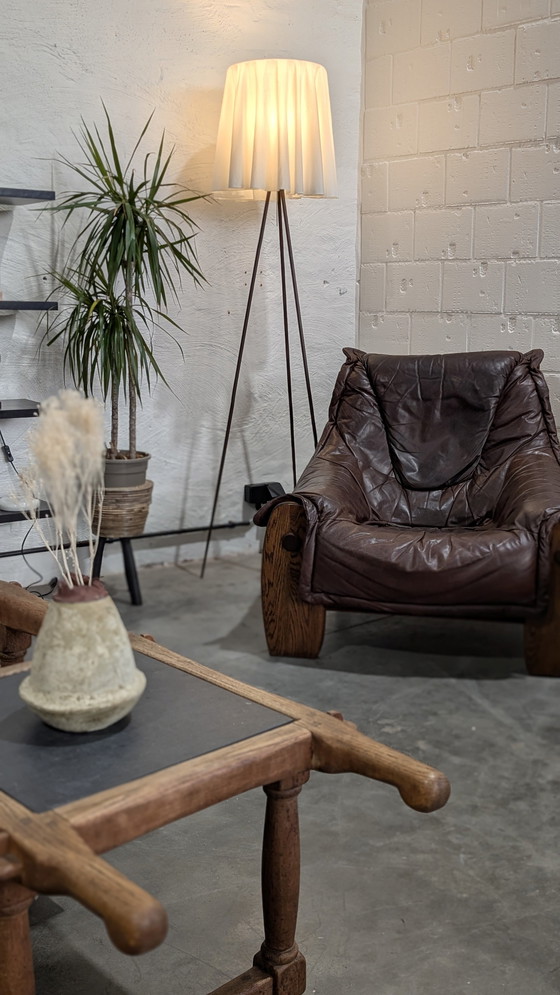 Image 1 of 2 Brutalist Seats Oak & Lether