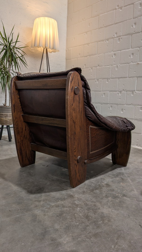 Image 1 of 2 Brutalist Seats Oak & Lether