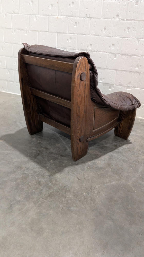 Image 1 of 2 Brutalist Seats Oak & Lether