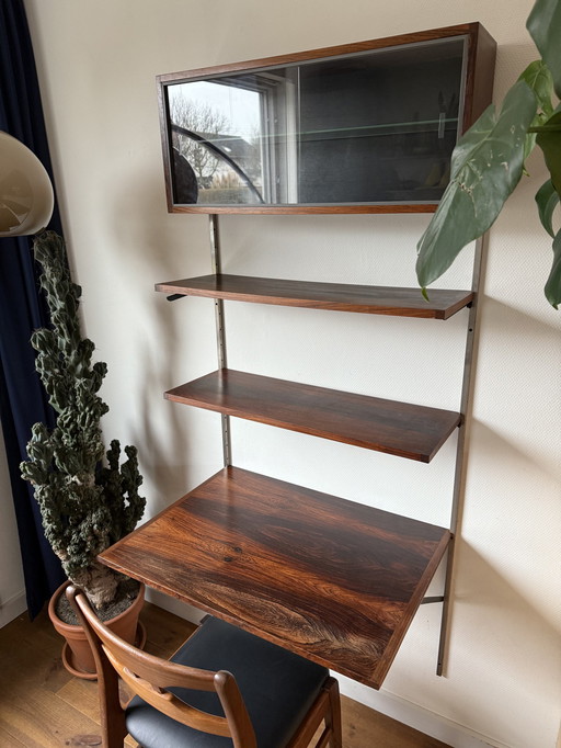 Parete attrezzata con scrivania in palissandro anni &#39;60