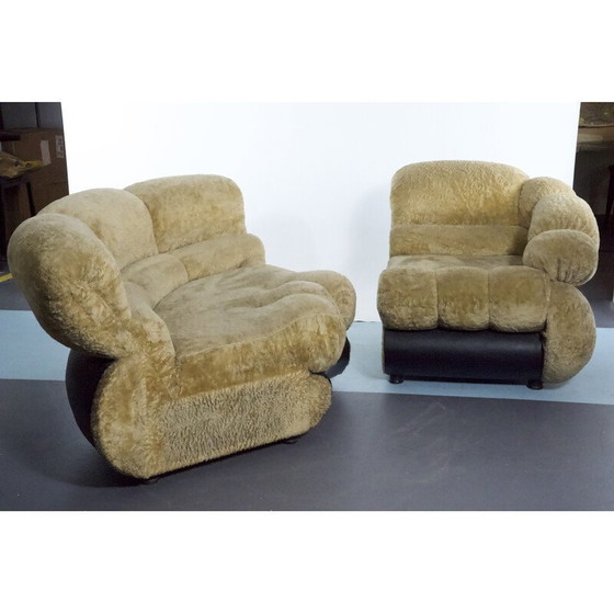 Image 1 of Vintage Space Age faux leather living room set by Adriano Piazzesi, Italy 1970