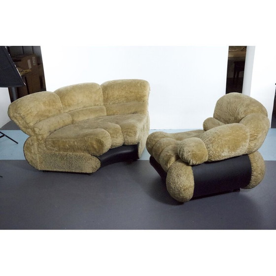Image 1 of Vintage Space Age faux leather living room set by Adriano Piazzesi, Italy 1970