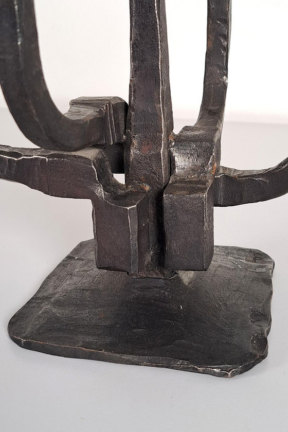 Image 1 of Brutalist metal 5-arm candelabra