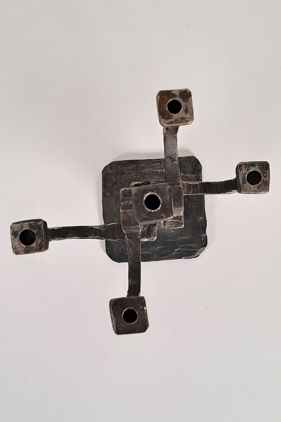 Image 1 of Brutalist metal 5-arm candelabra