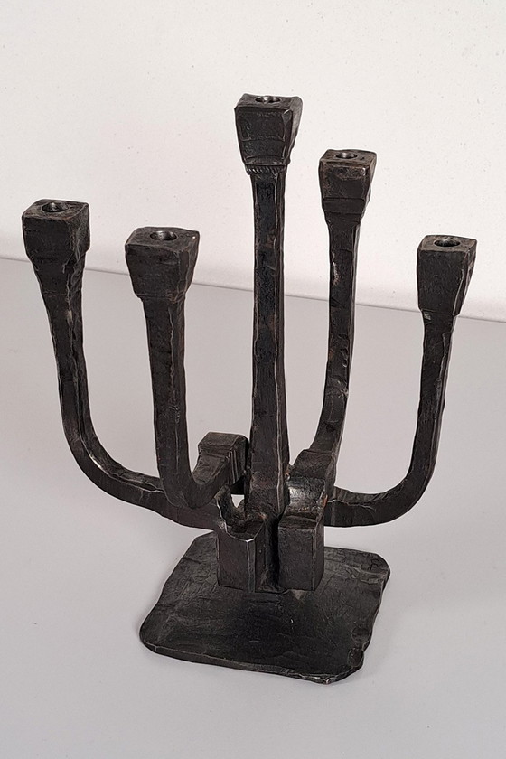 Image 1 of Brutalist metal 5-arm candelabra