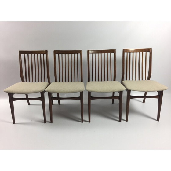 Image 1 of Set of 4 Dutch Walnut Dining Chairs - 1960s