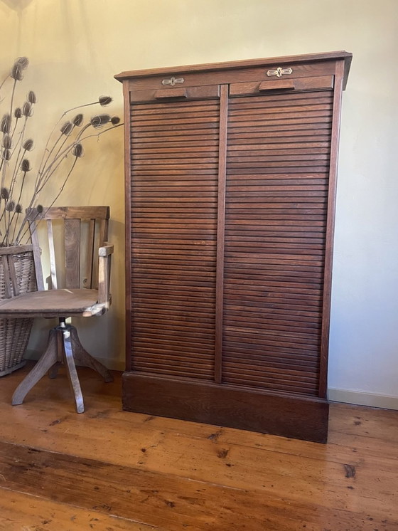 Image 1 of Shuttered filing cabinet Classeur Oak Period 1900 French