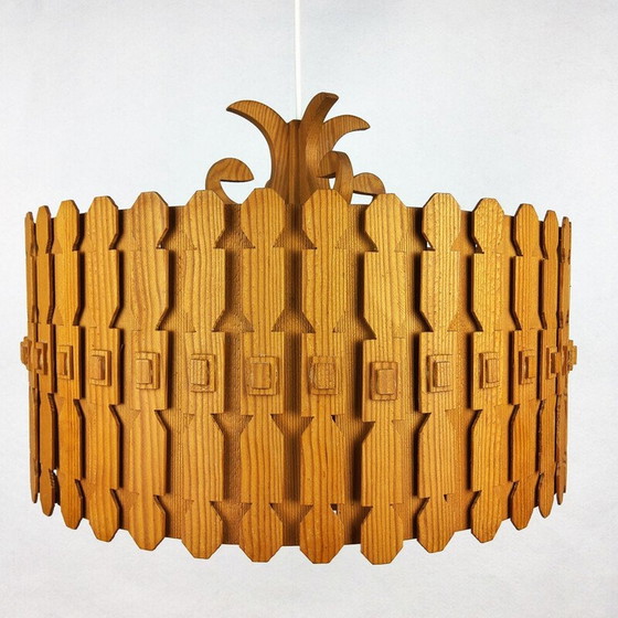Image 1 of Lampada a sospensione scandinava modello "Krona" in pino, 1960