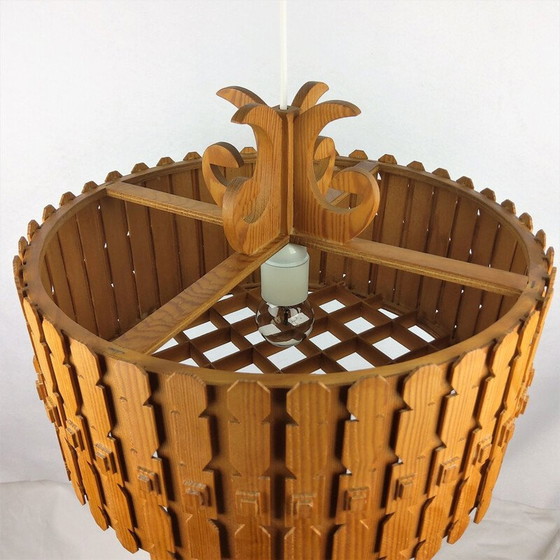 Image 1 of Lampada a sospensione scandinava modello "Krona" in pino, 1960