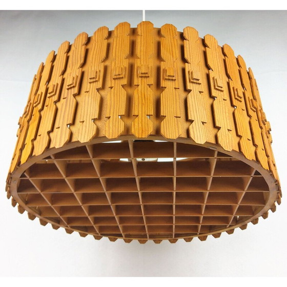 Image 1 of Lampada a sospensione scandinava modello "Krona" in pino, 1960