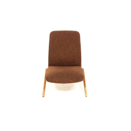 Image 1 of Vintage beech and fabric armchair by Bengt Ruda for Nordiska Kompaniet, Sweden 1950