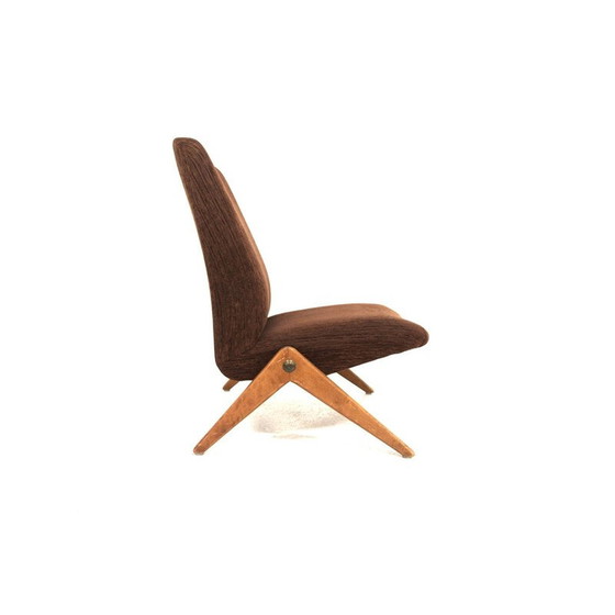 Image 1 of Vintage beech and fabric armchair by Bengt Ruda for Nordiska Kompaniet, Sweden 1950