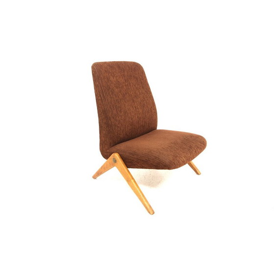 Image 1 of Vintage beech and fabric armchair by Bengt Ruda for Nordiska Kompaniet, Sweden 1950