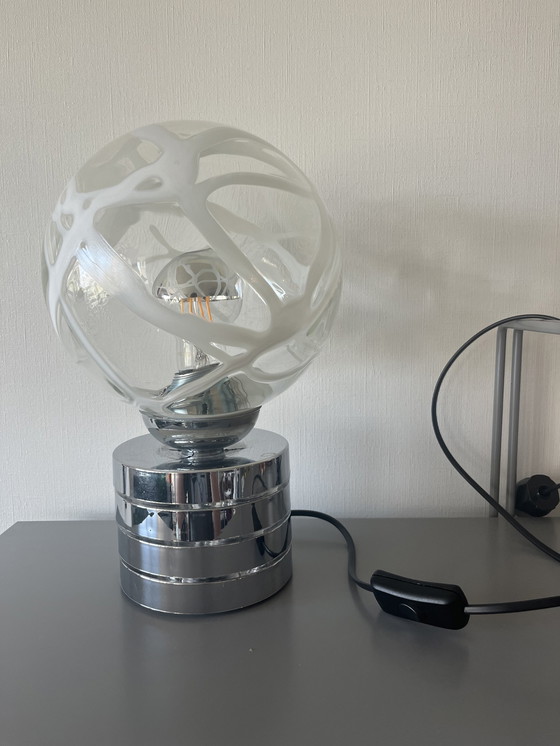 Image 1 of Large Vintage Space Age Table Lamp, Chrome, Glass