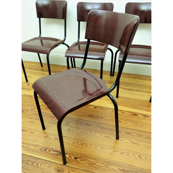 Image 1 of Mid century set of 4 chairs in bakelite and metal, René HERBST - 1940s