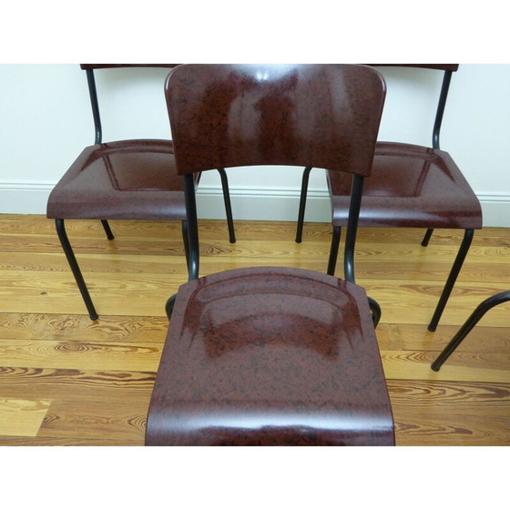 Image 1 of Mid century set of 4 chairs in bakelite and metal, René HERBST - 1940s