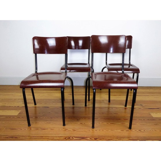 Image 1 of Mid century set of 4 chairs in bakelite and metal, René HERBST - 1940s