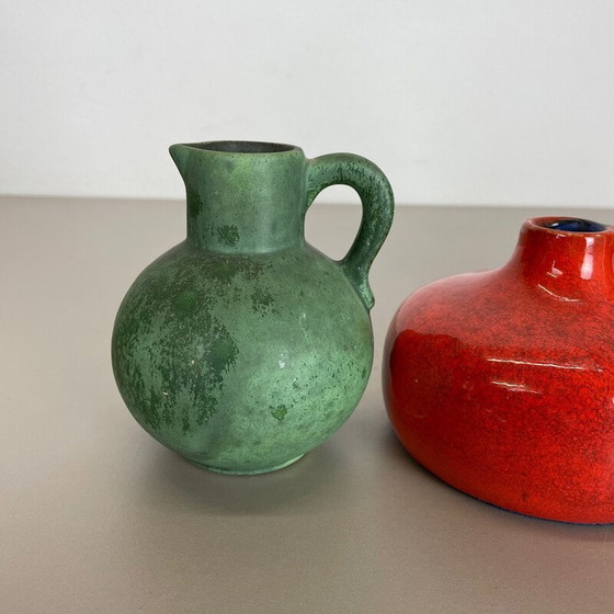Image 1 of Set of 5 vintage multicolor ceramic pottery vases by Otto Keramik, Germany 1970s
