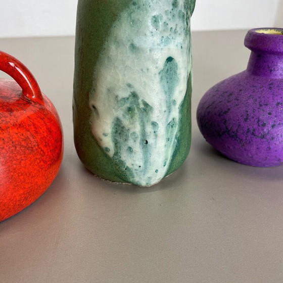 Image 1 of Set of 5 vintage multicolor ceramic pottery vases by Otto Keramik, Germany 1970s