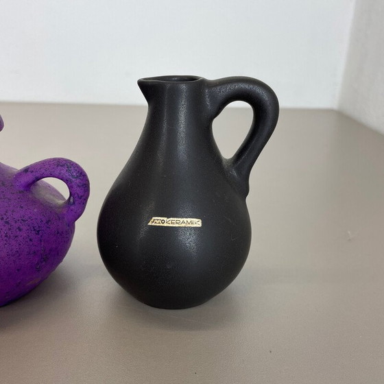 Image 1 of Set of 5 vintage multicolor ceramic pottery vases by Otto Keramik, Germany 1970s