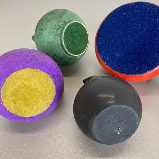 Image 1 of Set of 5 vintage multicolor ceramic pottery vases by Otto Keramik, Germany 1970s