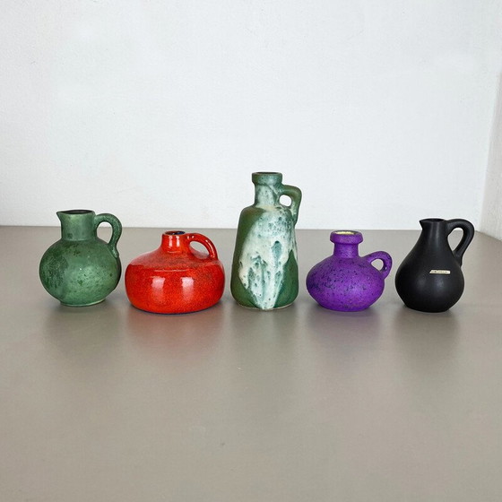 Image 1 of Set of 5 vintage multicolor ceramic pottery vases by Otto Keramik, Germany 1970s