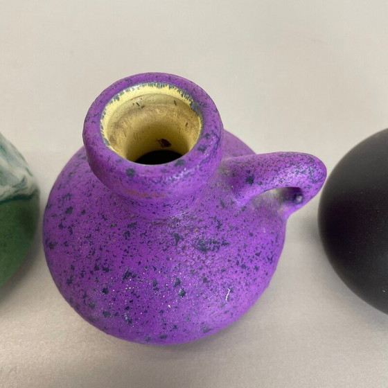 Image 1 of Set of 5 vintage multicolor ceramic pottery vases by Otto Keramik, Germany 1970s