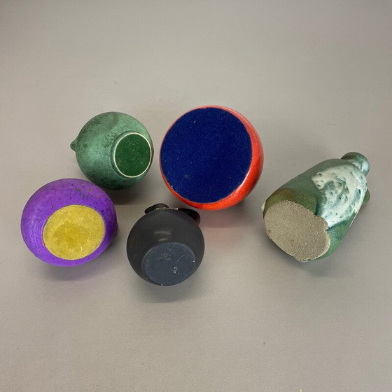 Image 1 of Set of 5 vintage multicolor ceramic pottery vases by Otto Keramik, Germany 1970s