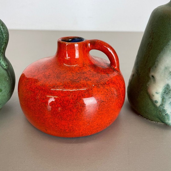 Image 1 of Set of 5 vintage multicolor ceramic pottery vases by Otto Keramik, Germany 1970s