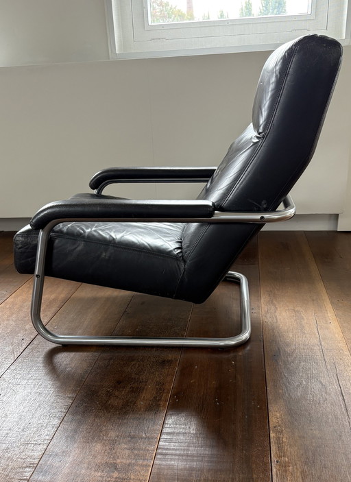 Jan Des Bouvrie Black Leather Armchair 4750