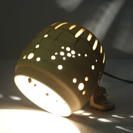 Ulla & François Jarlov - Vintage openwork stoneware wall lamp France 1980S