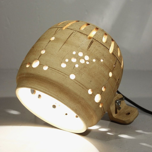 Ulla & François Jarlov - Vintage openwork stoneware wall lamp France 1980S