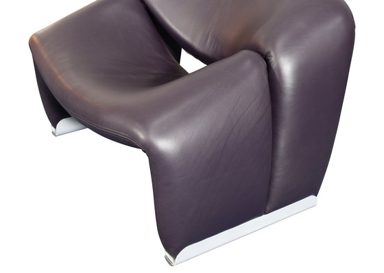 Image 1 of Pierre Paulin F598 Fauteuil Groovy pour ARTIFORT en cuir violet - Pays-Bas, 1972