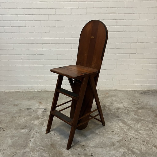 Antique Library Staircase, Chair And Ironing Board In One