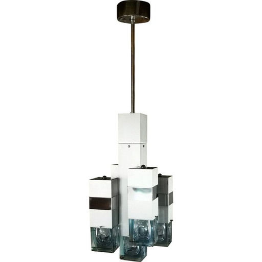 Vintage Space Age Cubico chandelier by Gaetano Sciolari, 1970s