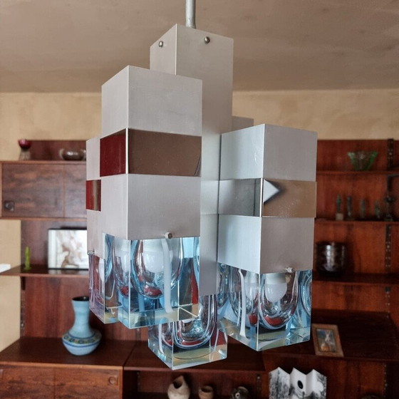 Image 1 of Lampadario Cubico vintage Space Age di Gaetano Sciolari, anni '70