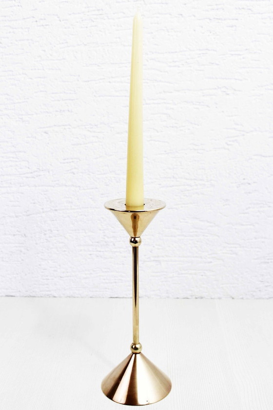 Image 1 of Scandinavian brass condlestick 1970