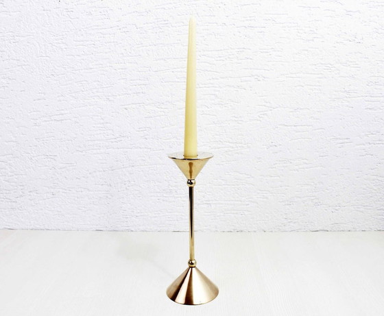 Image 1 of Scandinavian brass condlestick 1970