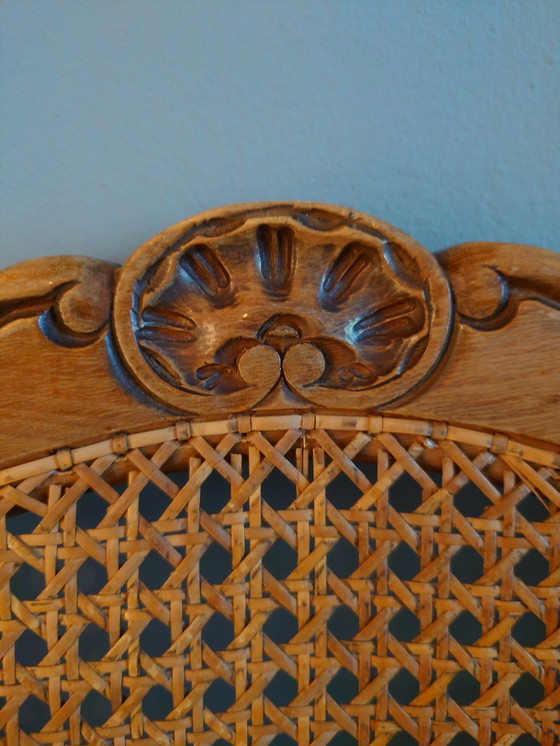 Image 1 of 4x Chaises cannées de salle à manger en bois de style Louis XV français