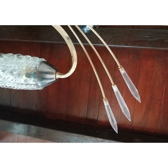 Image 1 of Lampadario vintage a forma di pesce in ottone dorato, 1950