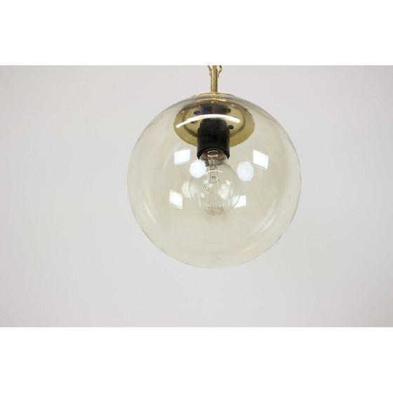 Image 1 of Vintage brass and glass pendant lamp by Kamenický Šenov, Czechoslovakia 1970